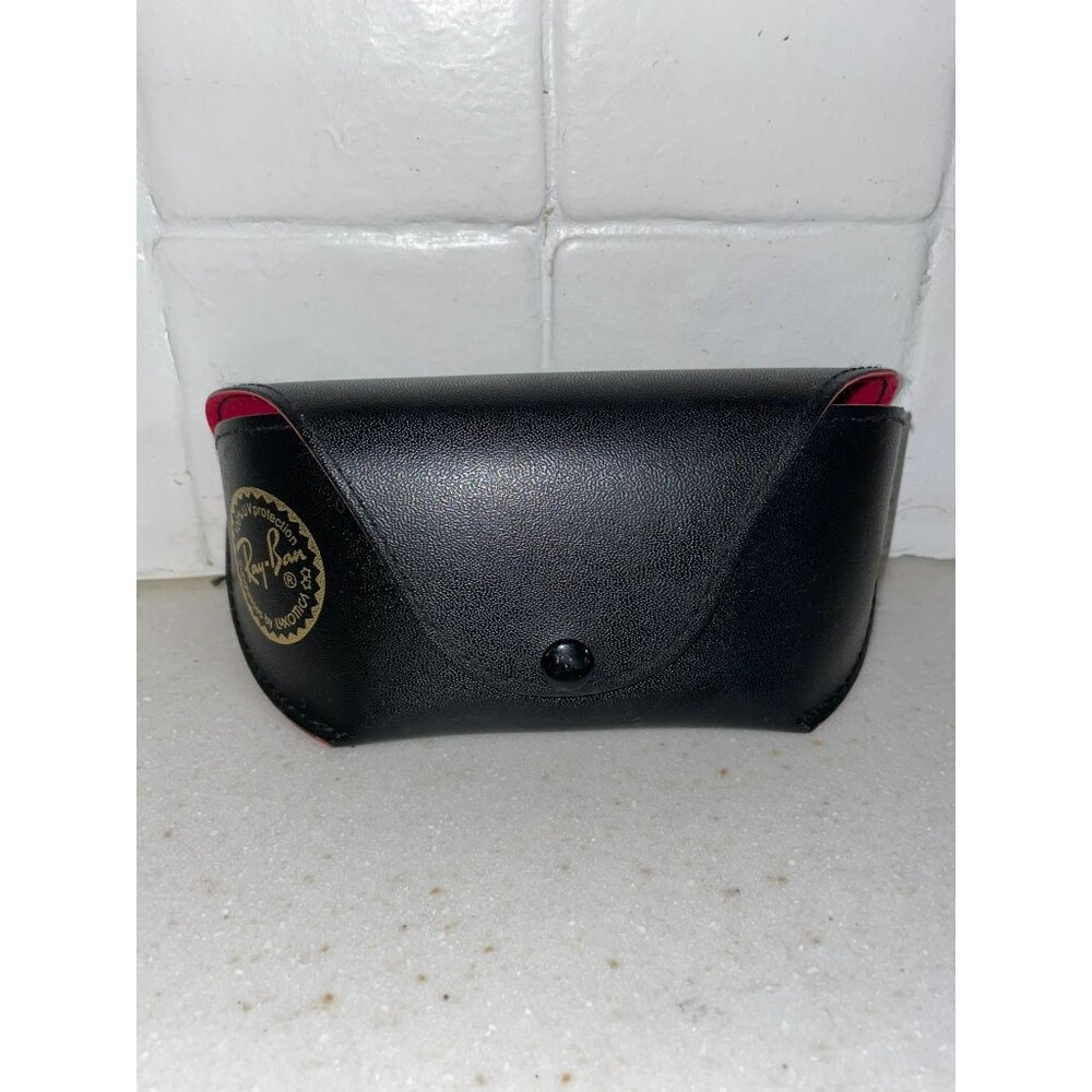 Authentic Rayban Sunglass Case Used Aviator Snap Lens Cloth Black Red